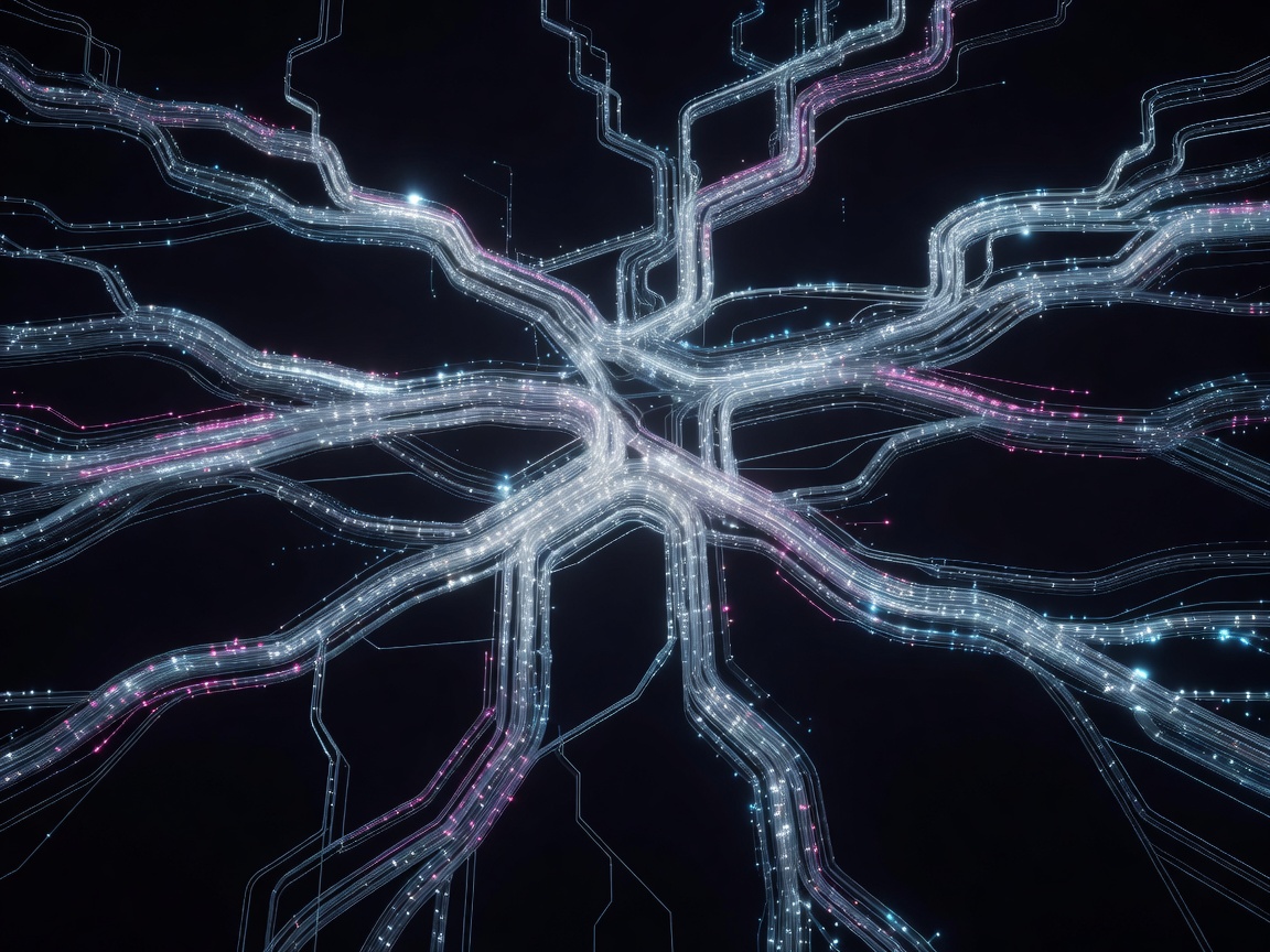 Abstract neural network pathways illuminating logic flow